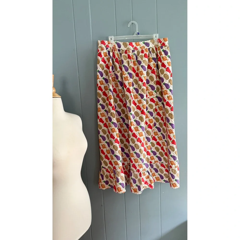 Perla Meyers Martex Vintage 70s Vegetable Print Waist Apron USA Cotton Novelty